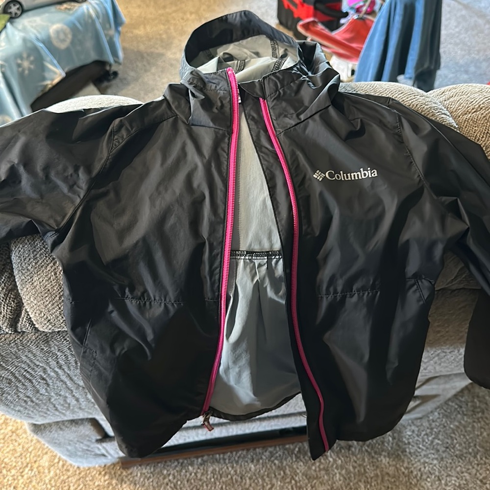 Kids black and hot pink rain coat